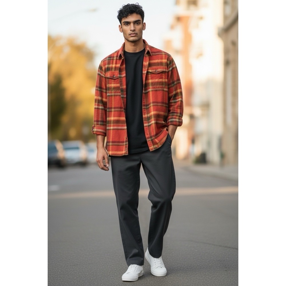 COLUMBIA Plaid Flannel Shirt‎ Men's Long Sleeve SOFT 100% COTTON Size: XL
